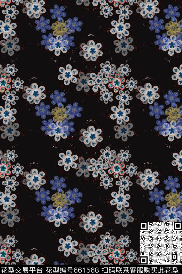 民族风图案碎碎花卉组合花卉数码印花华亿平台下载（图片编号: 661568） - 瓦栏（Walan）