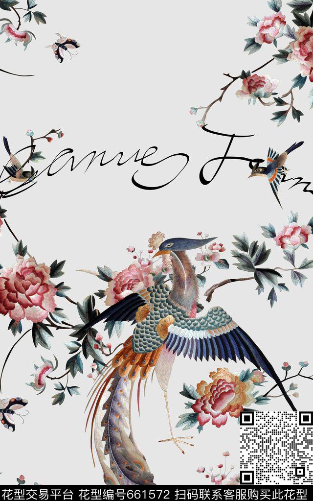 男女装共用风格刺绣肌理空气花卉中国风适用于夹克卫衣数码印花华亿平台下载（图片编号: 661572） - 瓦栏（Walan）