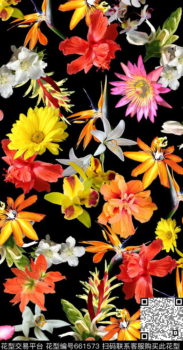 花朵热带大花数码印花华亿平台下载（图片编号: 661573） - 瓦栏（Walan）