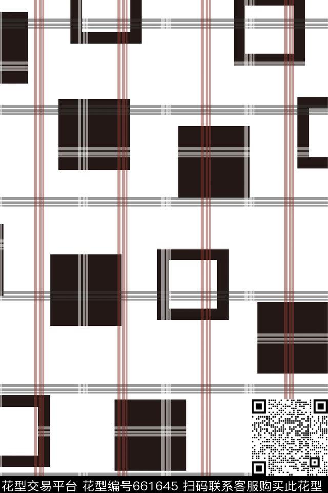格子正方形几何传统印花华亿平台下载（图片编号: 661645） - 瓦栏（Walan）