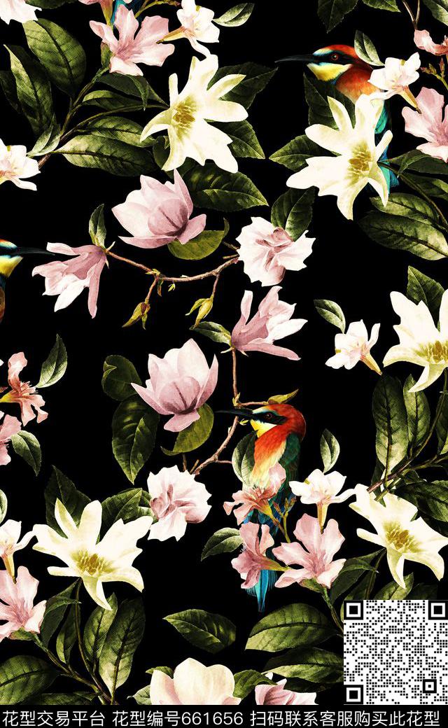 时尚潮流花卉四方连续数码印花数码印花华亿平台下载（图片编号: 661656） - 瓦栏（Walan）