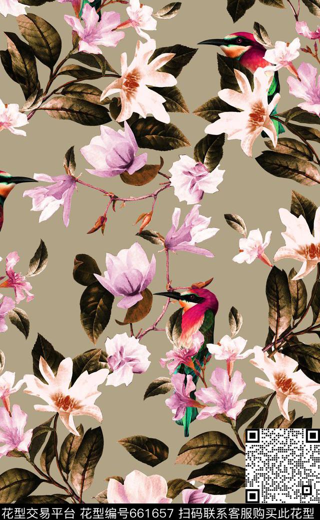 时尚潮流花卉四方连续数码印花数码印花华亿平台下载（图片编号: 661657） - 瓦栏（Walan）