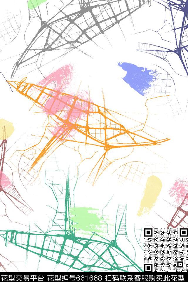 解构趣味纹理传统印花华亿平台下载（图片编号: 661668） - 瓦栏（Walan）