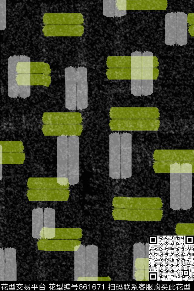 几何色块笔刷数码印花华亿平台下载（图片编号: 661671） - 瓦栏（Walan）