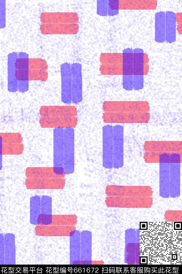几何色块笔刷数码印花华亿平台下载（图片编号: 661672） - 瓦栏（Walan）