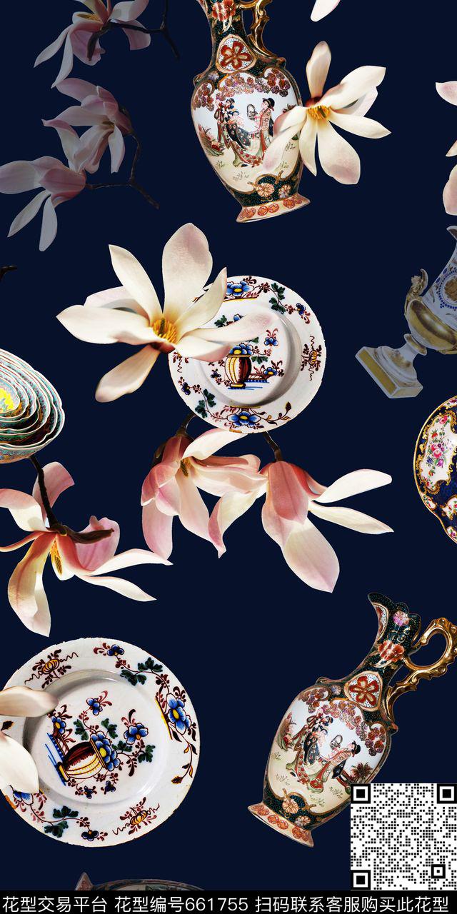 瓷器陶瓷黑底数码印花华亿平台下载（图片编号: 661755） - 瓦栏（Walan）