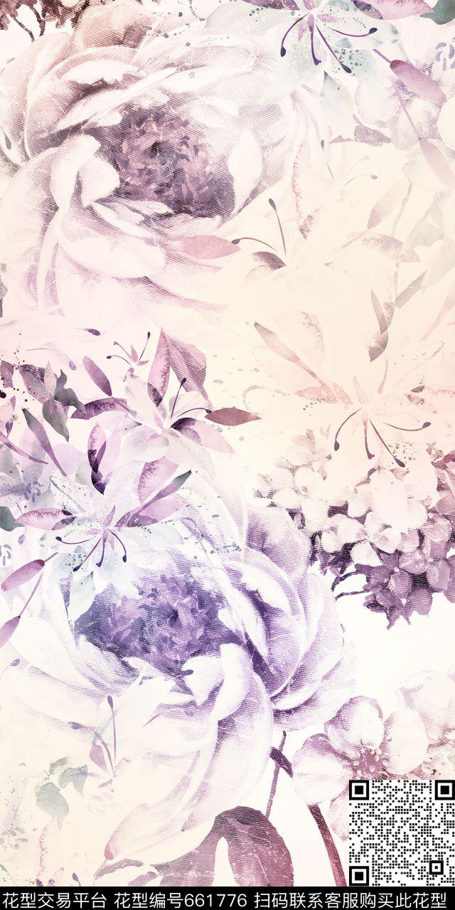 兰花花朵花卉数码印花华亿平台下载（图片编号: 661776） - 瓦栏（Walan）