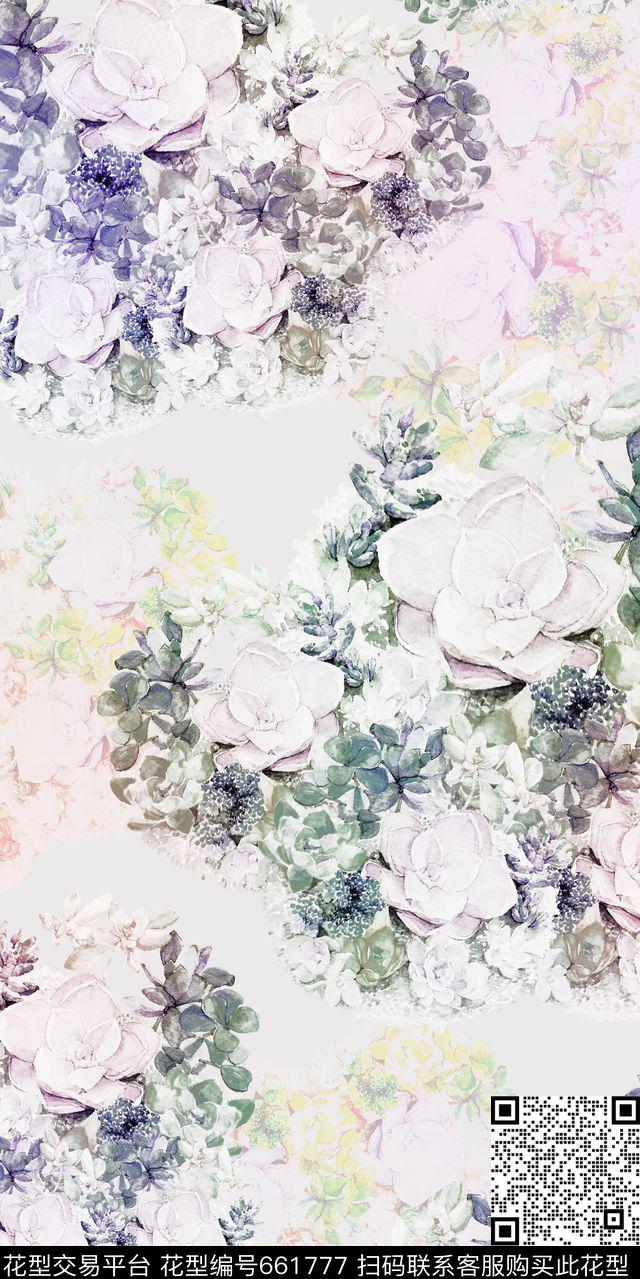 花瓣花卉花朵数码印花华亿平台下载（图片编号: 661777） - 瓦栏（Walan）