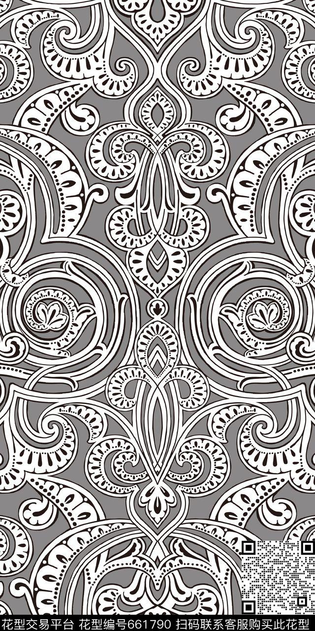 欧式纹样繁花富贵传统印花华亿平台下载（图片编号: 661790） - 瓦栏（Walan）