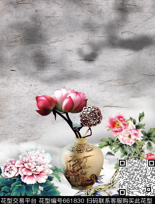 中国风水墨时尚数码印花华亿平台下载（图片编号: 661830） - 瓦栏（Walan）