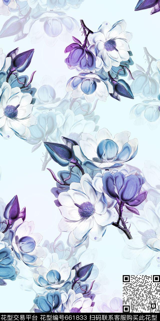 花朵花卉兰花数码印花华亿平台下载（图片编号: 661833） - 瓦栏（Walan）