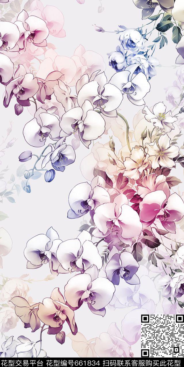 花朵兰花花卉数码印花华亿平台下载（图片编号: 661834） - 瓦栏（Walan）