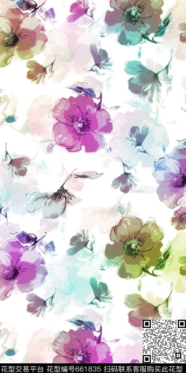 花瓣花朵花卉数码印花华亿平台下载（图片编号: 661835） - 瓦栏（Walan）