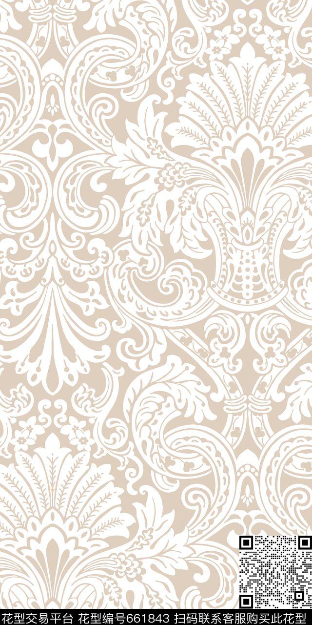 富贵淡雅繁花传统印花华亿平台下载（图片编号: 661843） - 瓦栏（Walan）