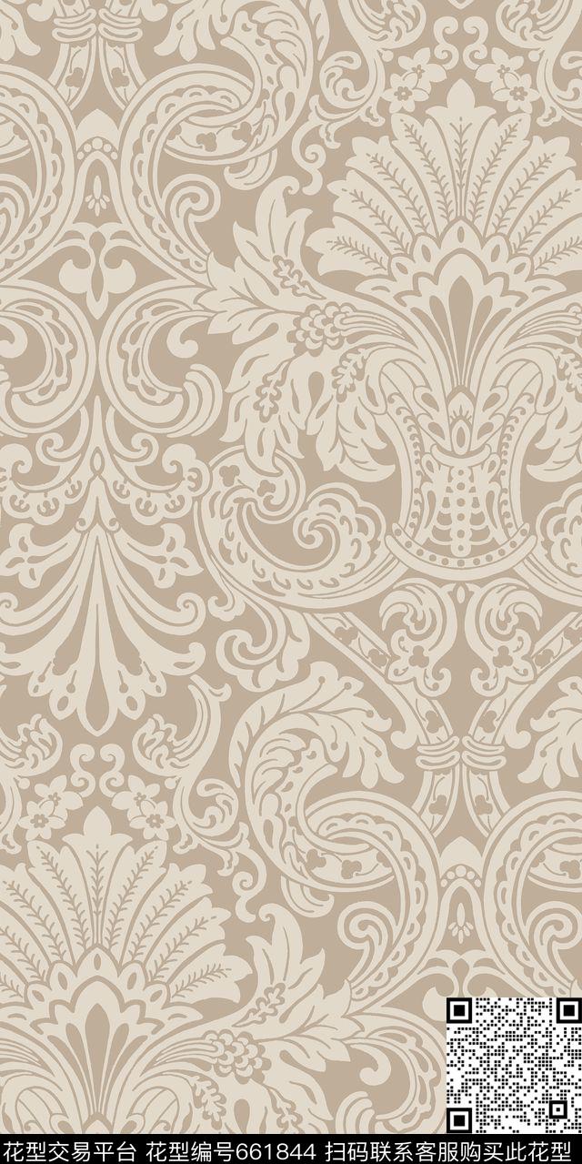 富贵淡雅繁花传统印花华亿平台下载（图片编号: 661844） - 瓦栏（Walan）