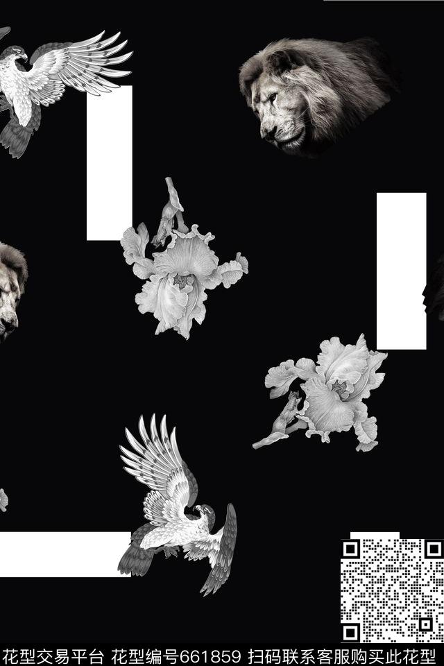 时尚几何老鹰数码印花华亿平台下载（图片编号: 661859） - 瓦栏（Walan）