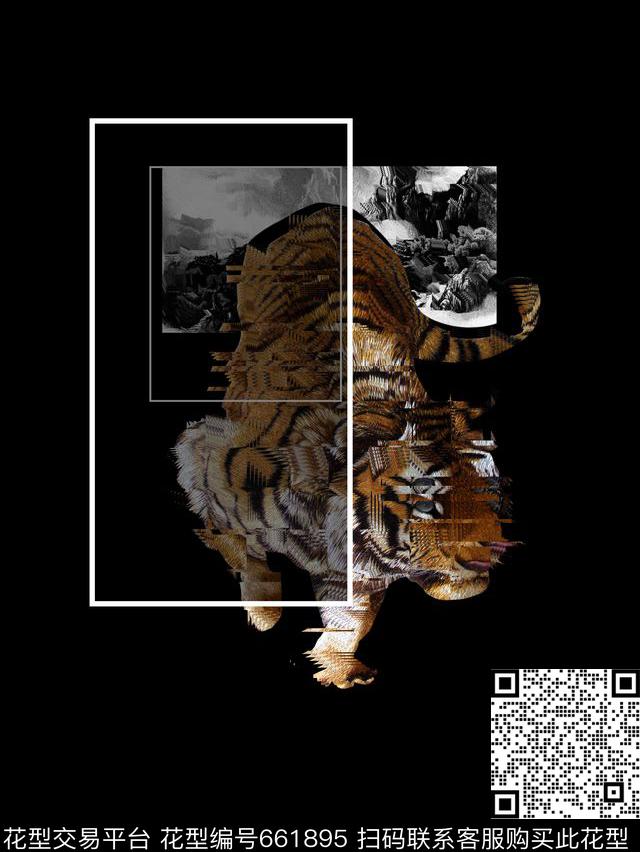 绣花肌理老虎时尚潮牌男装华亿平台风景绣花适用于夹克卫衣t恤华亿平台数码印花华亿平台下载（图片编号: 661895） - 瓦栏（Walan）