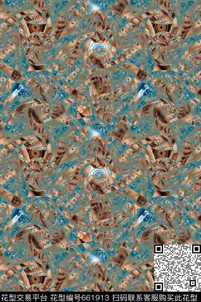 抽象立体四方连续数码印花华亿平台下载（图片编号: 661913） - 瓦栏（Walan）