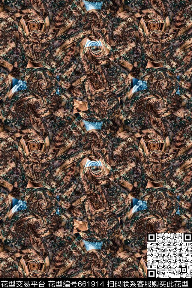 抽象立体四方连续数码印花华亿平台下载（图片编号: 661914） - 瓦栏（Walan）