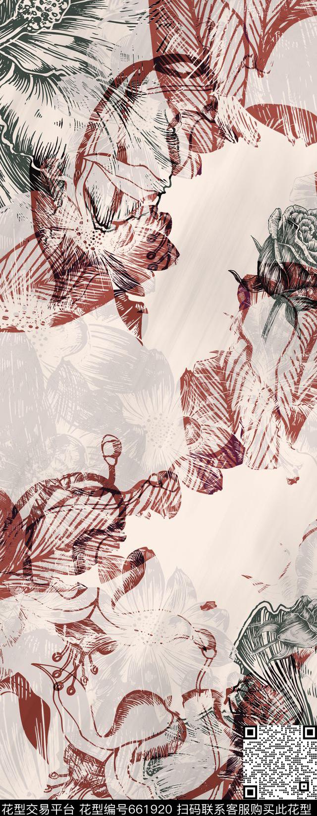 传统优雅幻影数码印花华亿平台下载（图片编号: 661920） - 瓦栏（Walan）