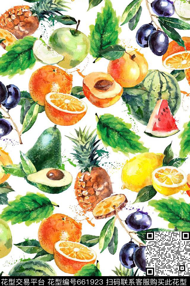 水果柠檬菠萝数码印花华亿平台下载（图片编号: 661923） - 瓦栏（Walan）
