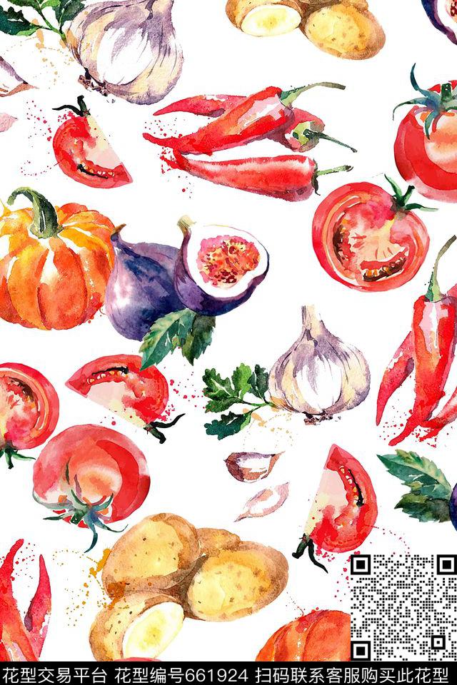 水果蔬菜趣味数码印花华亿平台下载（图片编号: 661924） - 瓦栏（Walan）