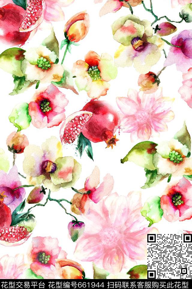 花卉大花水果数码印花华亿平台下载（图片编号: 661944） - 瓦栏（Walan）