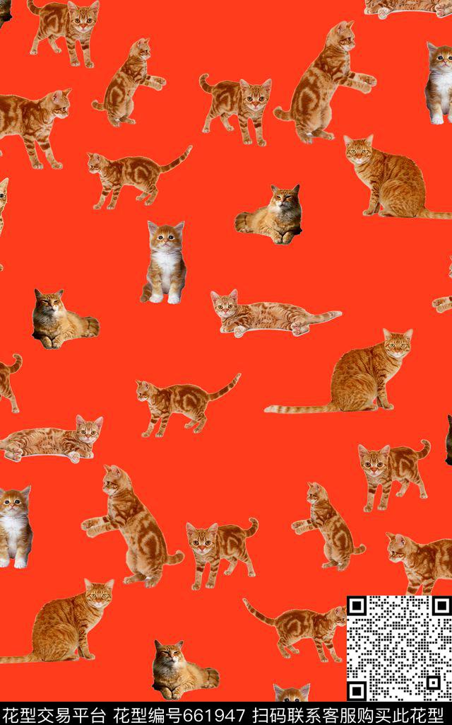 动物猫数码印花华亿平台下载（图片编号: 661947） - 瓦栏（Walan）