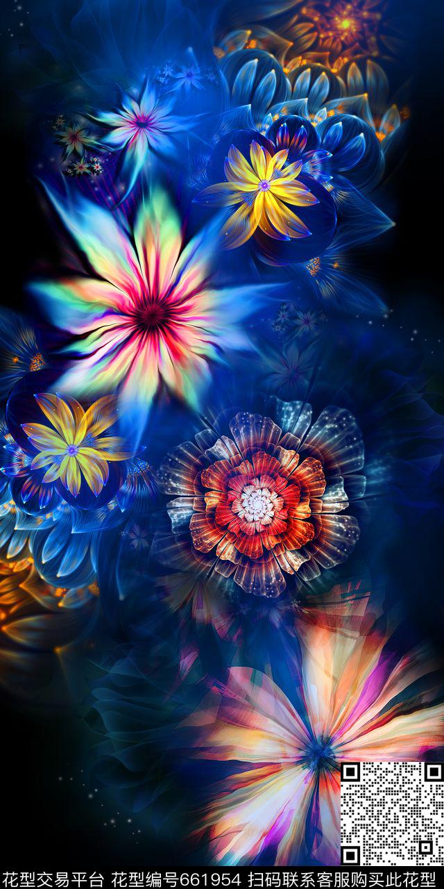 分形花卉炫光数码印花华亿平台下载（图片编号: 661954） - 瓦栏（Walan）