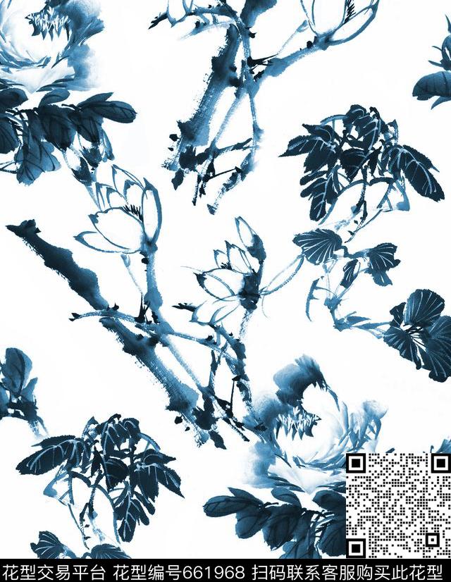 小碎花大花牡丹数码印花华亿平台下载（图片编号: 661968） - 瓦栏（Walan）