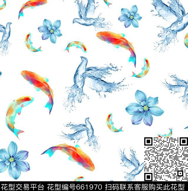 清爽动感抽象数码印花华亿平台下载（图片编号: 661970） - 瓦栏（Walan）