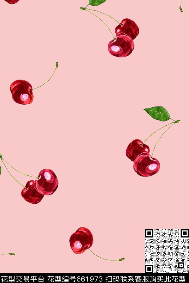 樱桃、水果数码印花华亿平台下载（图片编号: 661973） - 瓦栏（Walan）