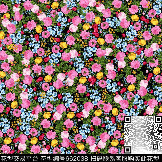 乱花花瓣小碎花数码印花华亿平台下载（图片编号: 662038） - 瓦栏（Walan）