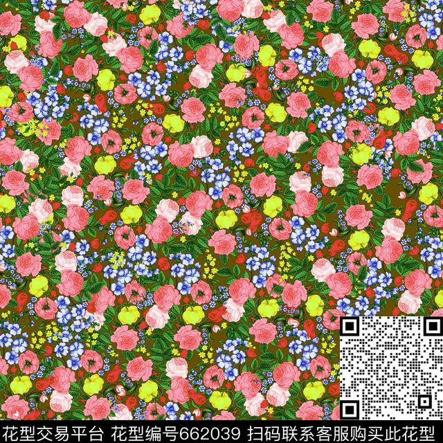 乱花花瓣小碎花数码印花华亿平台下载（图片编号: 662039） - 瓦栏（Walan）