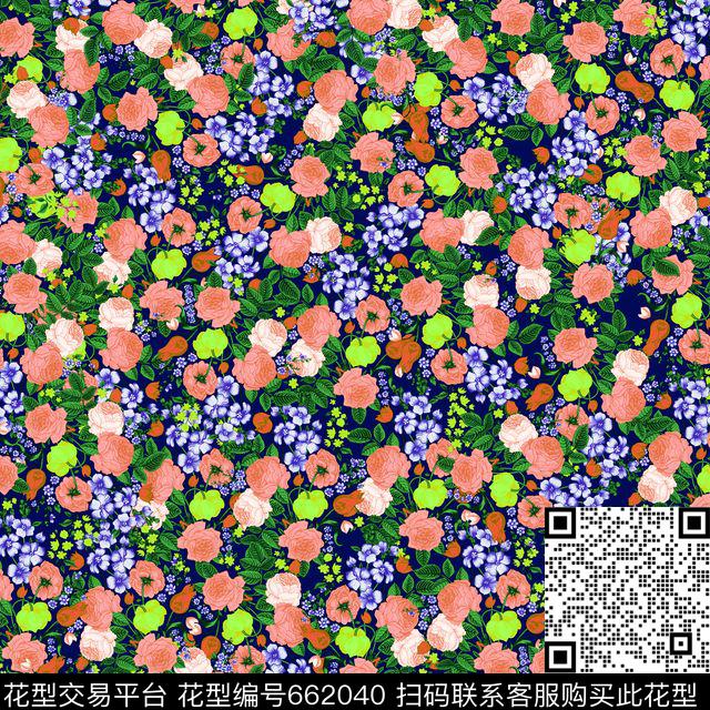 乱花花瓣小碎花数码印花华亿平台下载（图片编号: 662040） - 瓦栏（Walan）