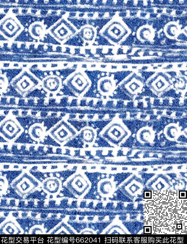 抽象时尚牛仔纹数码印花华亿平台下载（图片编号: 662041） - 瓦栏（Walan）