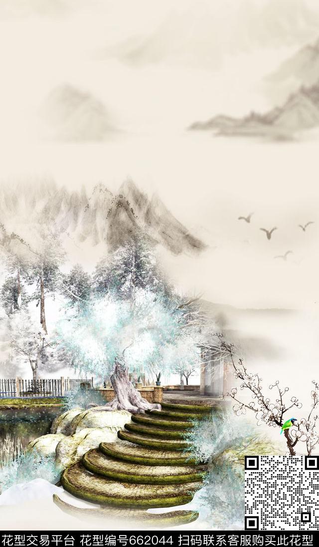 森林雪山风景数码印花华亿平台下载（图片编号: 662044） - 瓦栏（Walan）