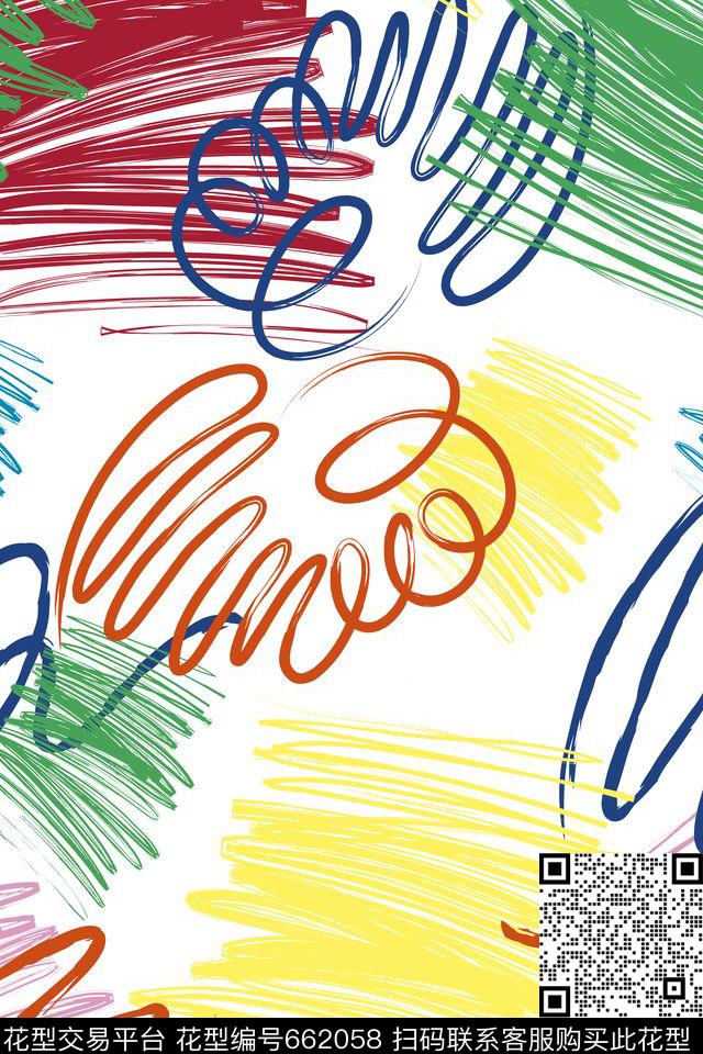 艺术涂鸦涂鸦彩色线传统印花华亿平台下载（图片编号: 662058） - 瓦栏（Walan）