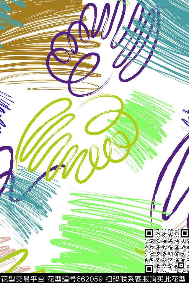 艺术涂鸦涂鸦彩色线传统印花华亿平台下载（图片编号: 662059） - 瓦栏（Walan）