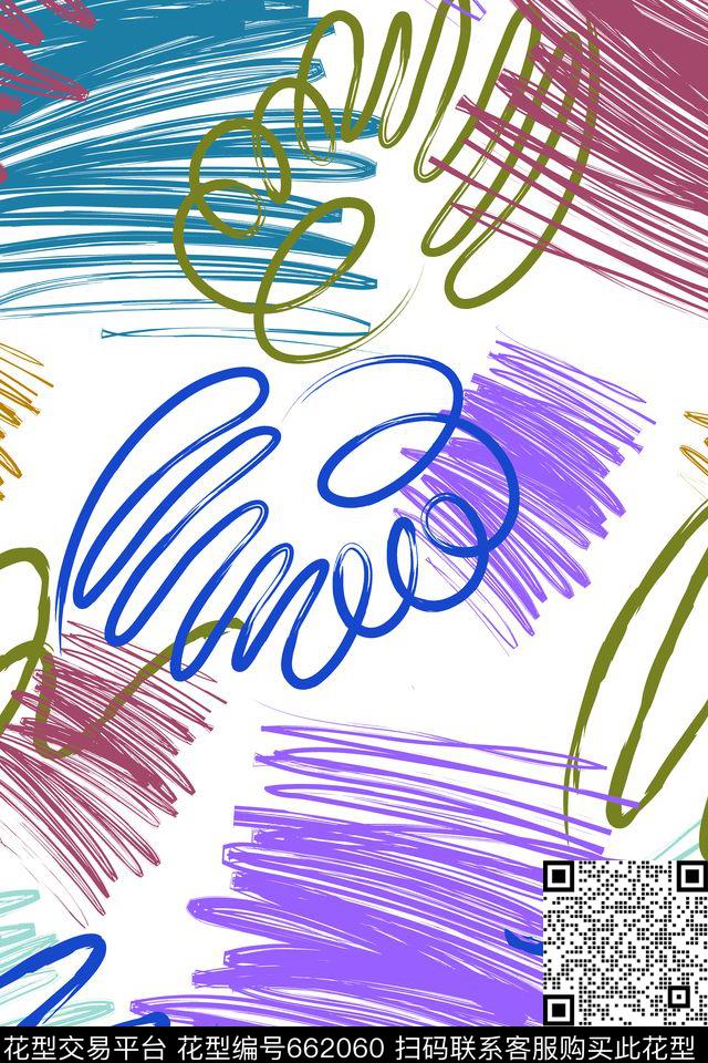 艺术涂鸦涂鸦彩色线传统印花华亿平台下载（图片编号: 662060） - 瓦栏（Walan）