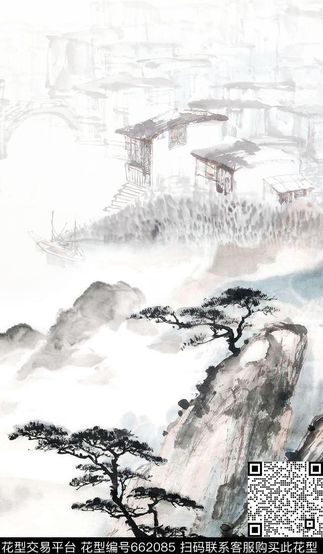 山川松树风景数码印花华亿平台下载（图片编号: 662085） - 瓦栏（Walan）