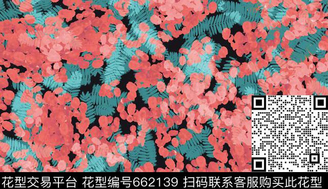 雨林密踪热带植物花卉抽象花卉数码印花华亿平台下载（图片编号: 662139） - 瓦栏（Walan）