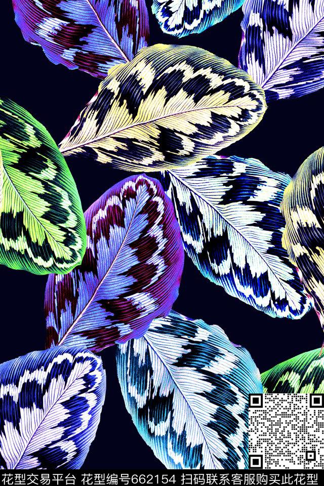 棕榈叶热带女装数码印花华亿平台下载（图片编号: 662154） - 瓦栏（Walan）