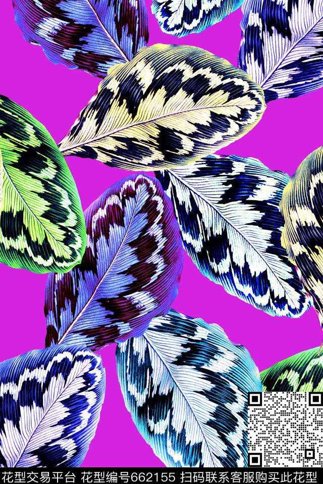 棕榈叶热带女装数码印花华亿平台下载（图片编号: 662155） - 瓦栏（Walan）