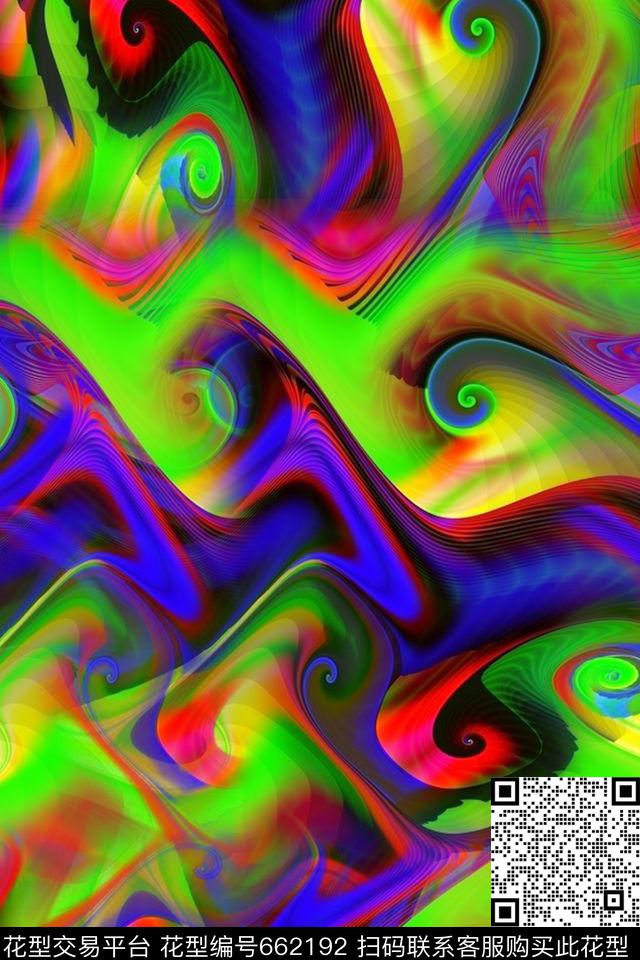 抽象分形艺术男装T恤数码印花华亿平台下载（图片编号: 662192） - 瓦栏（Walan）