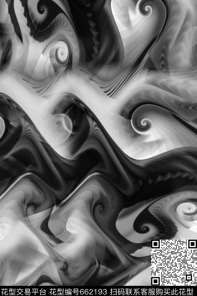 抽象分形艺术男装T恤数码印花华亿平台下载（图片编号: 662193） - 瓦栏（Walan）