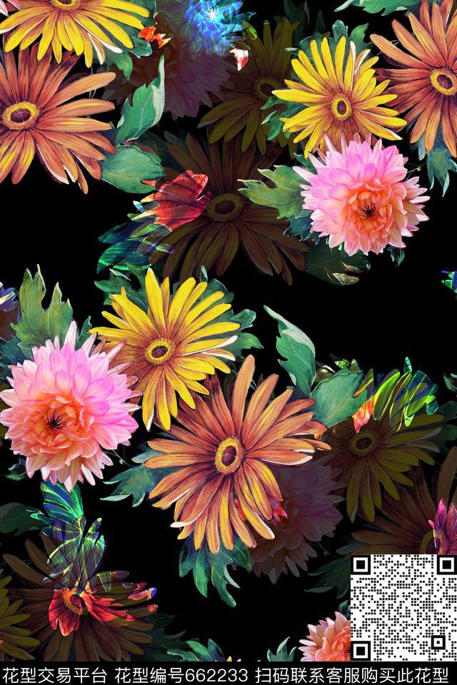 女装。花卉油画数码印花华亿平台下载（图片编号: 662233） - 瓦栏（Walan）