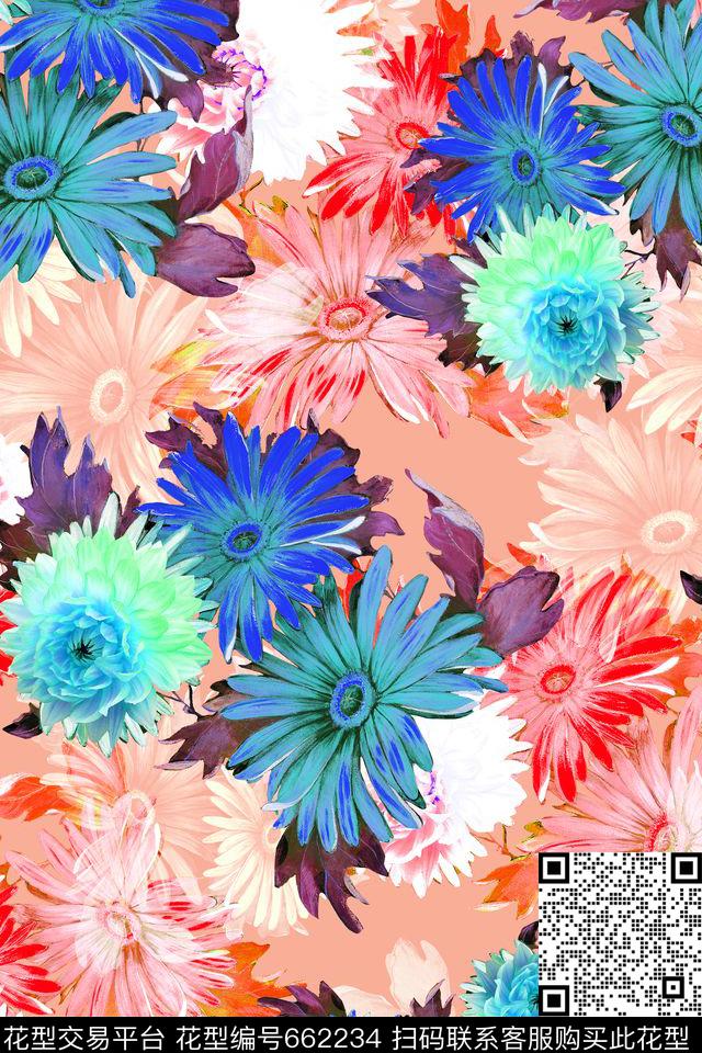 女装。花卉油画数码印花华亿平台下载（图片编号: 662234） - 瓦栏（Walan）