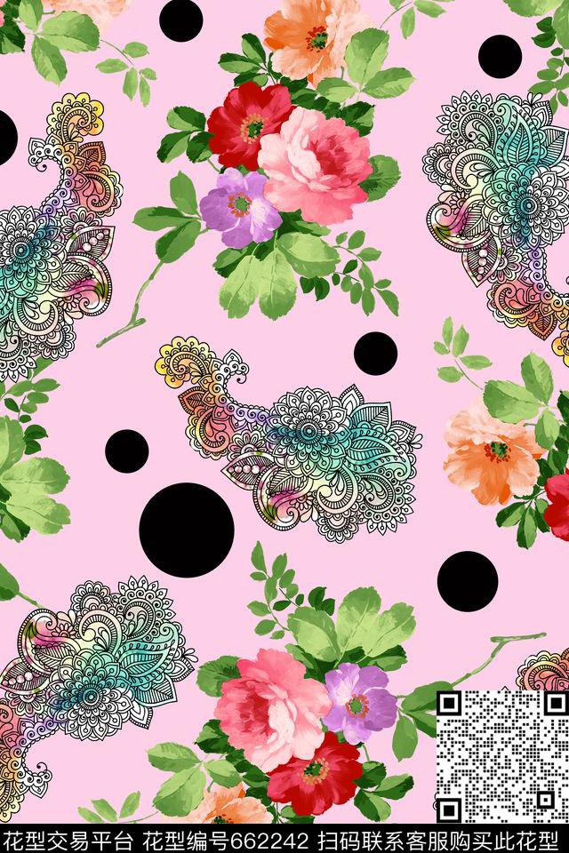 水彩花卉佩斯利数码印花华亿平台下载（图片编号: 662242） - 瓦栏（Walan）