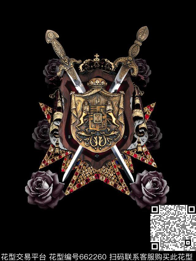 欧式宫廷风骑士精神珠宝数码印花华亿平台下载（图片编号: 662260） - 瓦栏（Walan）